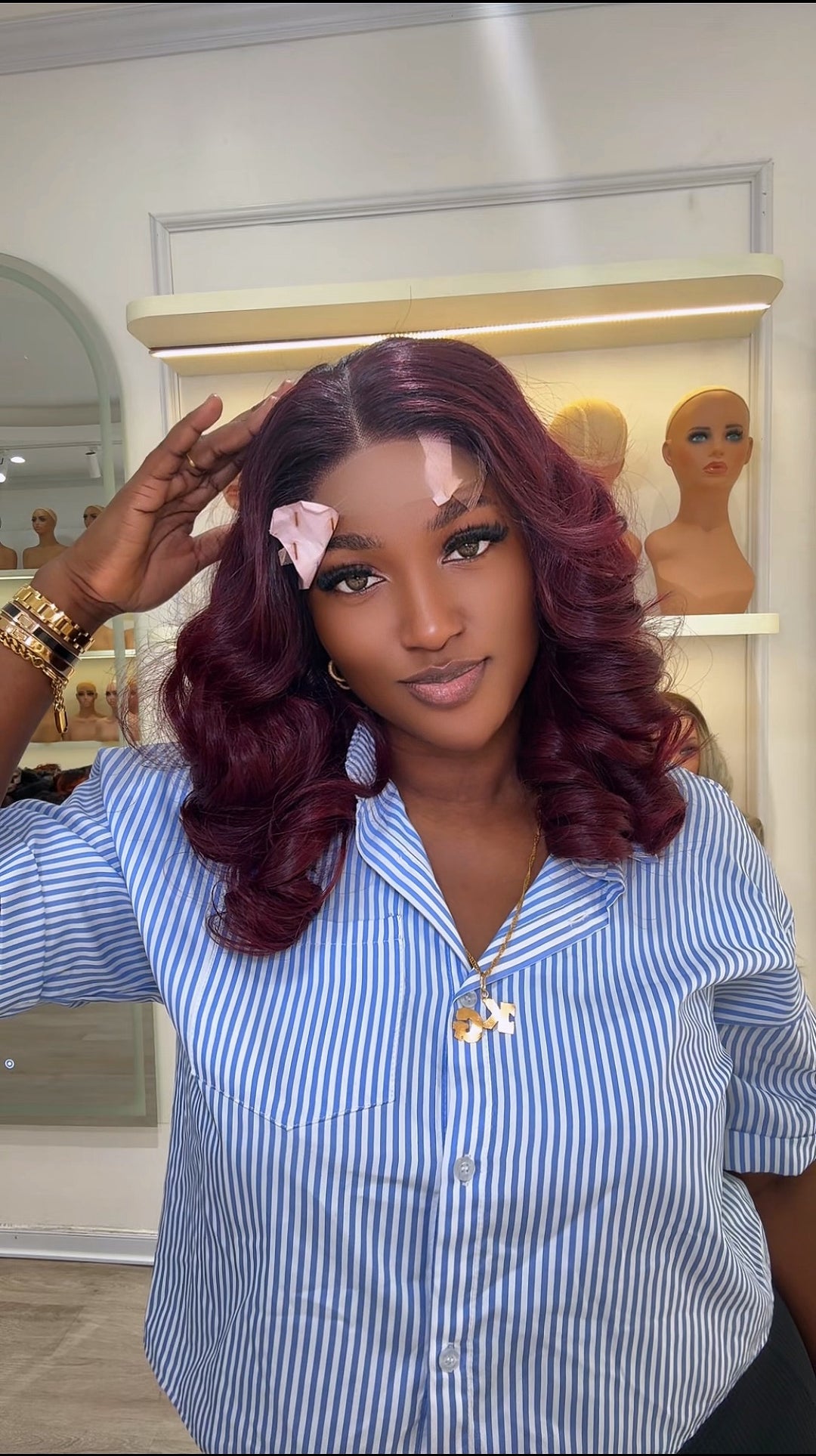 Burgundy Donor Bouncy Wig  (pre order)
