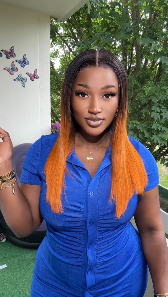 1b/Orange Luxury Bone Straight Closure Wig (Copy)