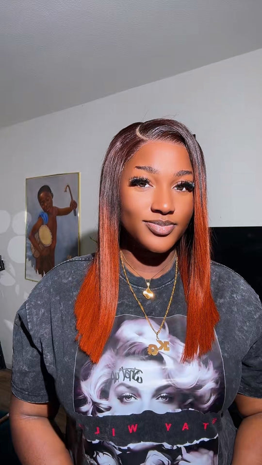 1b/Burnt Orange Luxury Bone Straight  Closure Wig