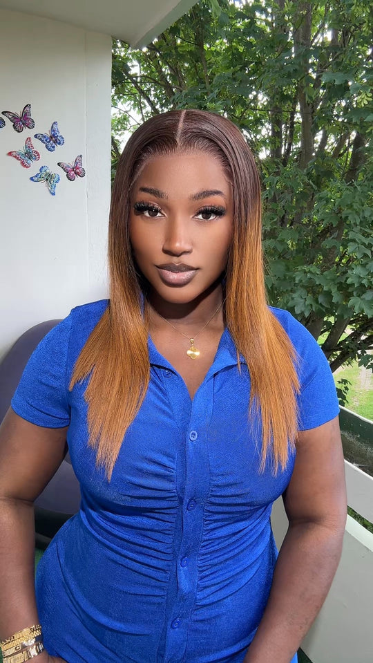 1b/blonde Luxury Bone Straight Closure Wig