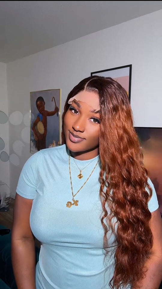 Vietnamese 1b/browngold natural wavy wig