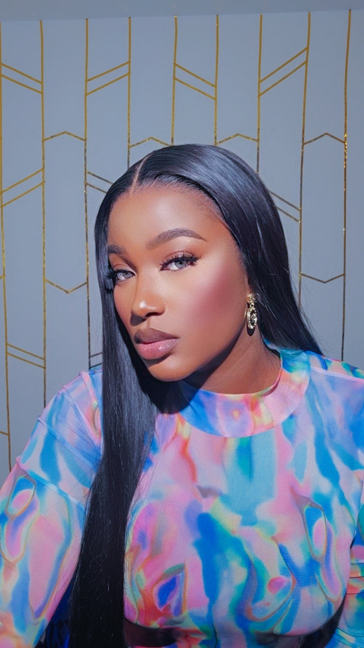 Bone straight frontal wig