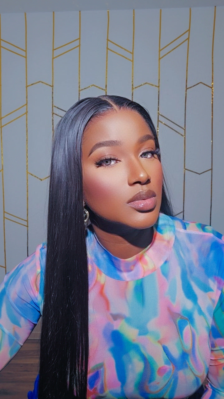 Bone straight frontal wig