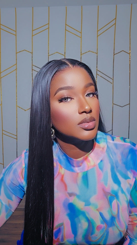 Bone straight frontal wig