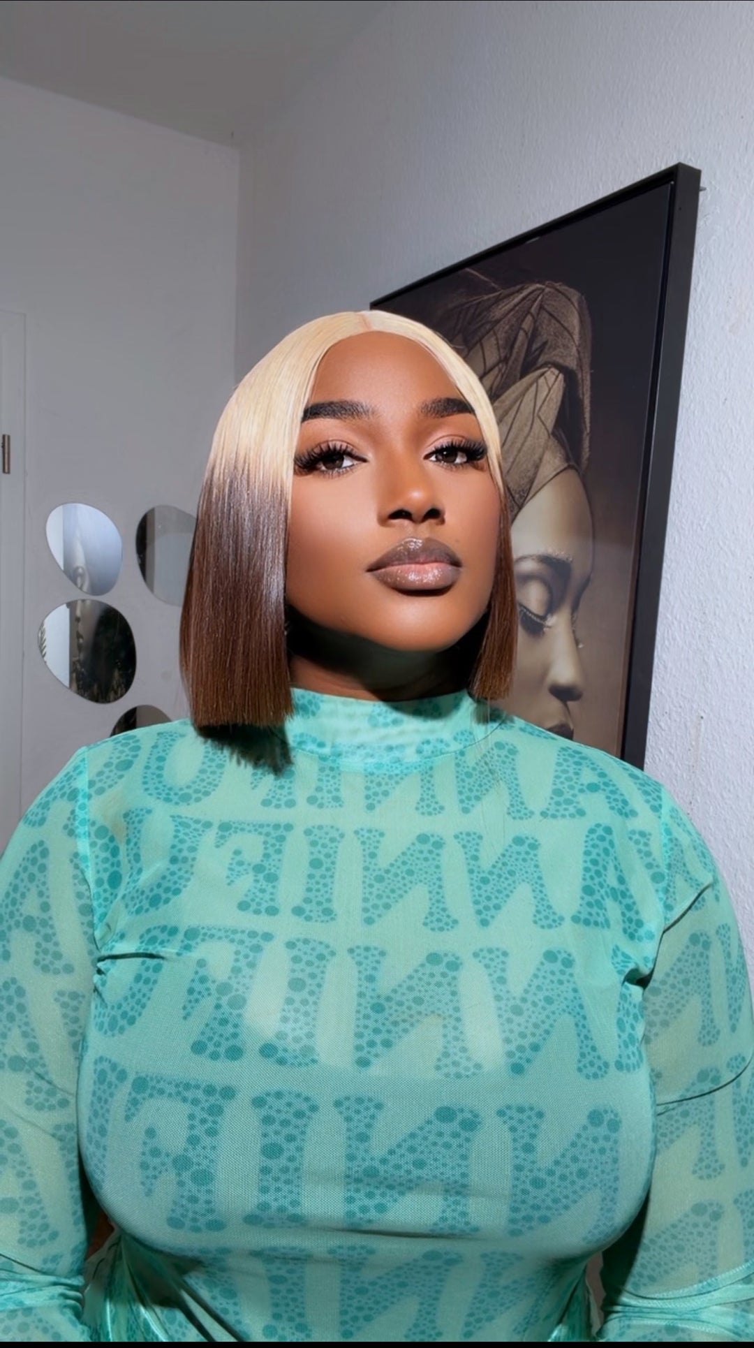 Blonde/Brown Blunt Cut Bob Bone Straight Wig