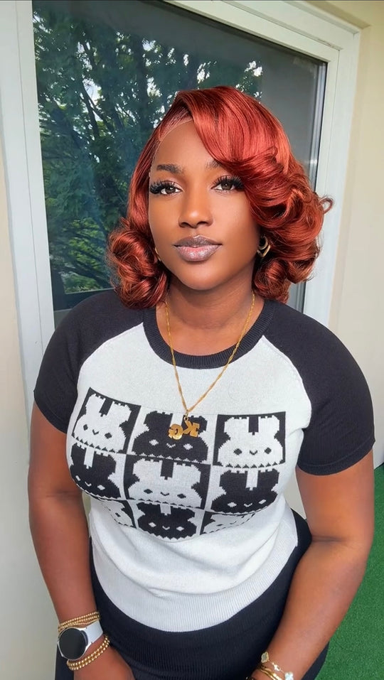 Burnt Orange and wine Wig