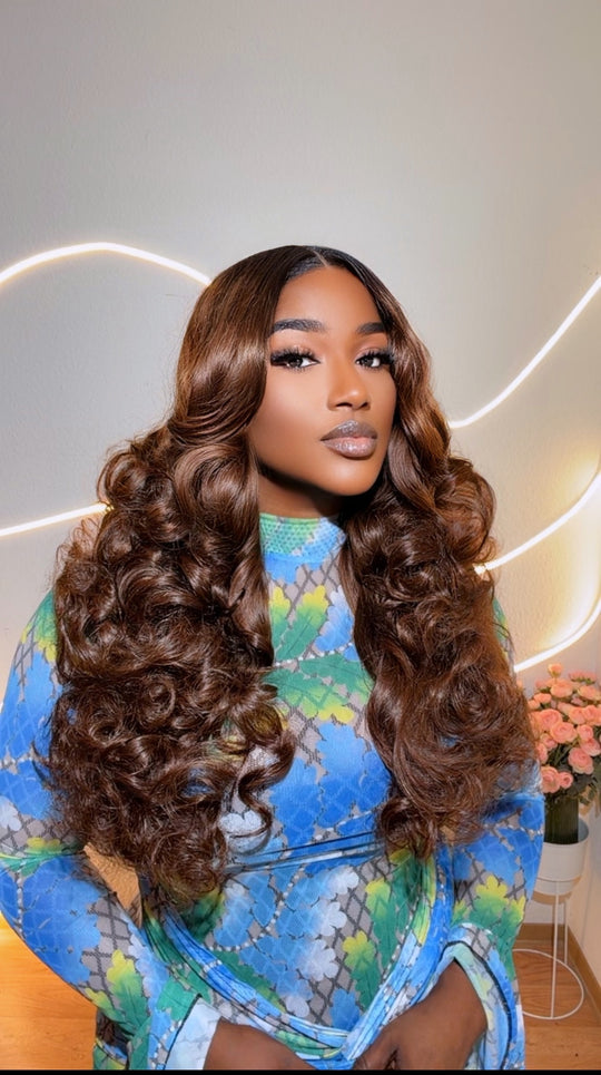 Brown Layered Statement Bouncy Wig