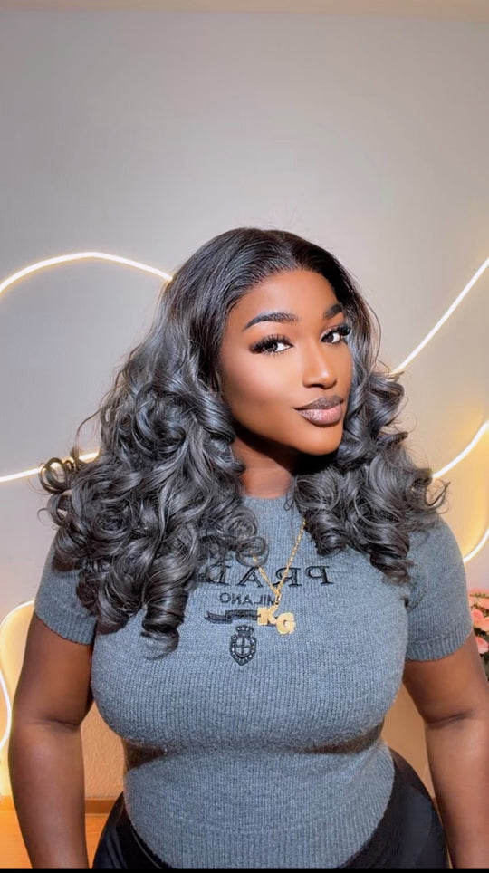 Grey Hollywood fluffy bouncy wig