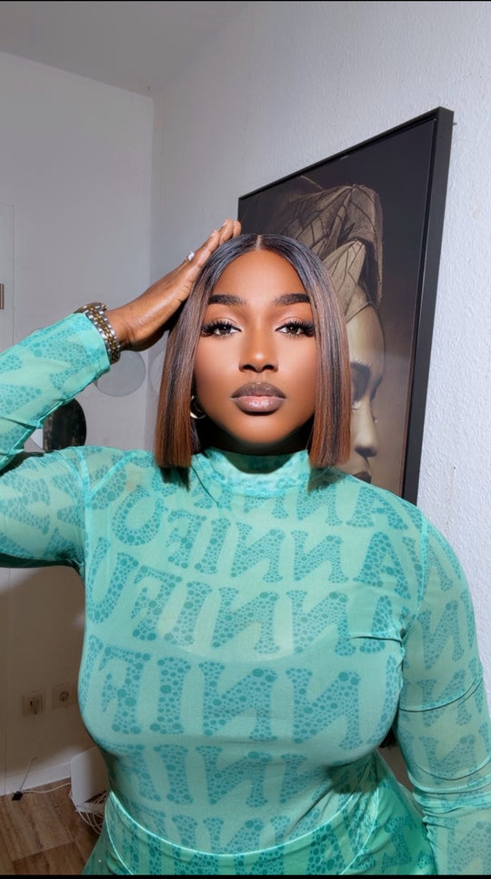 Capuccino Blunt Cut Bob Bone Straight Wig