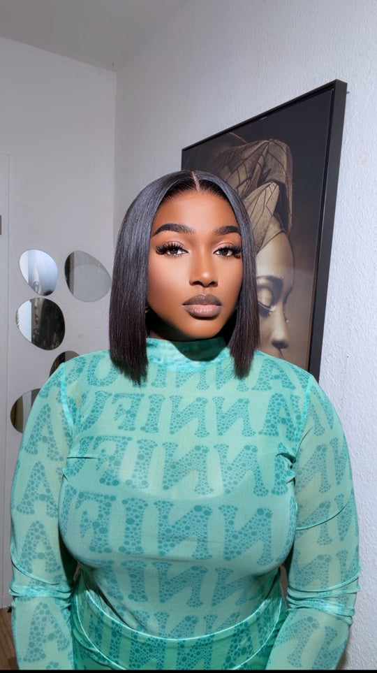 Blunt Cut Bob Bone Straight Wig