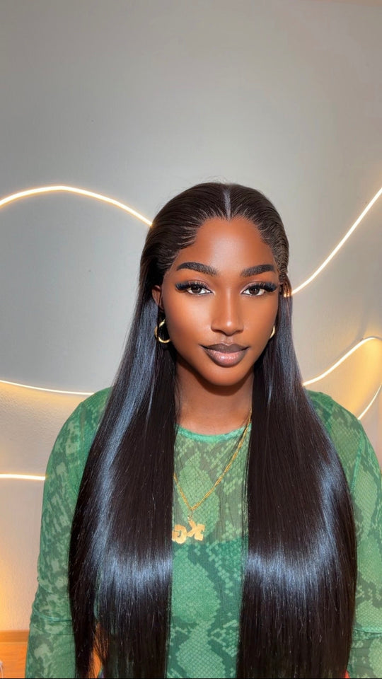 Blonde/Brown Vietnamese Satin Straight Wig
