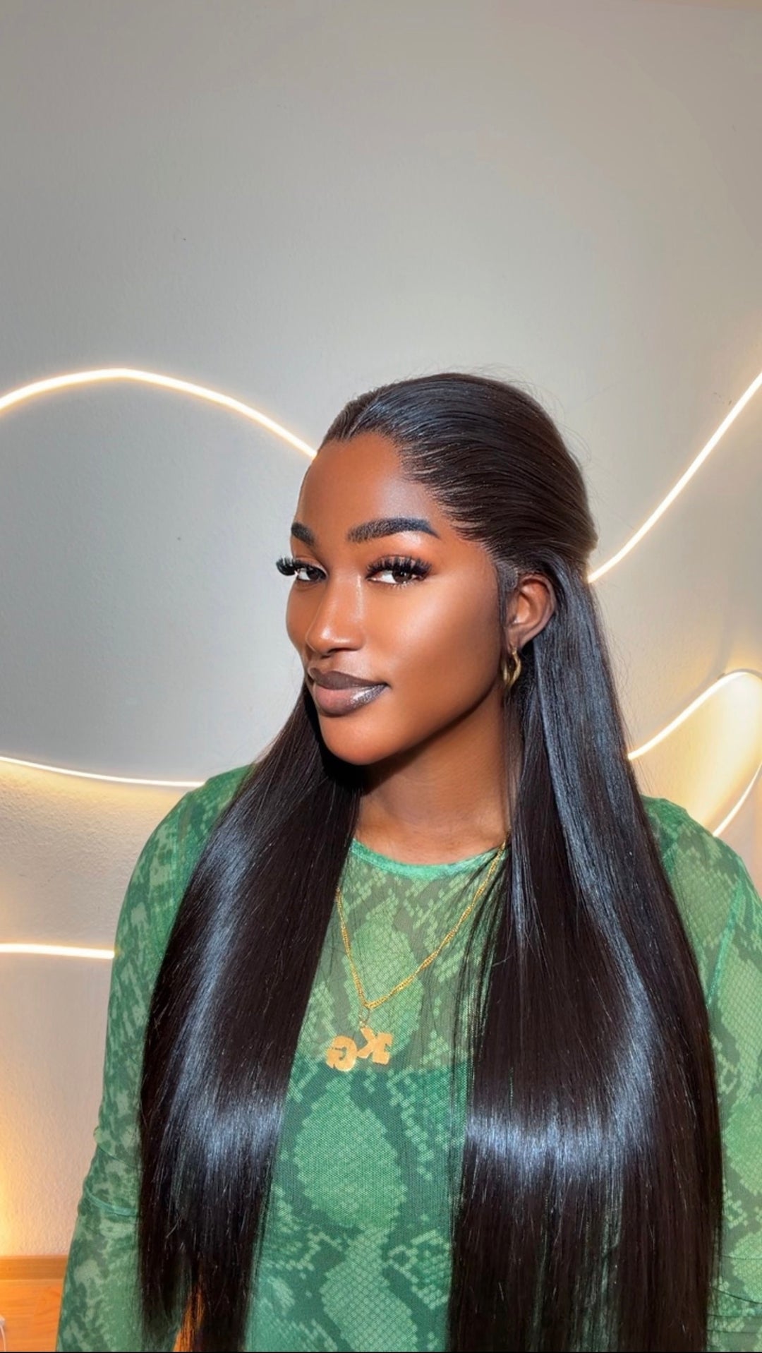 Blonde/Brown Vietnamese Satin Straight Wig