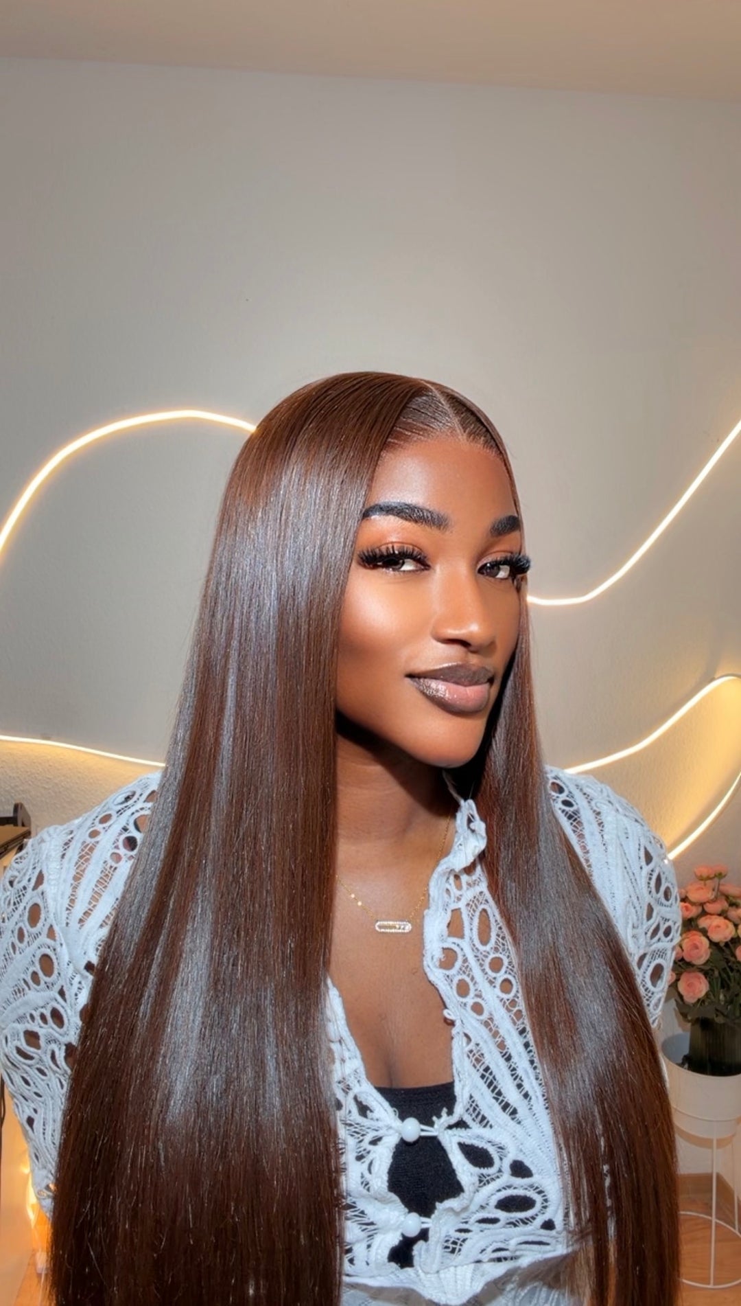 Brown Vietnamese Satin Straight Wig