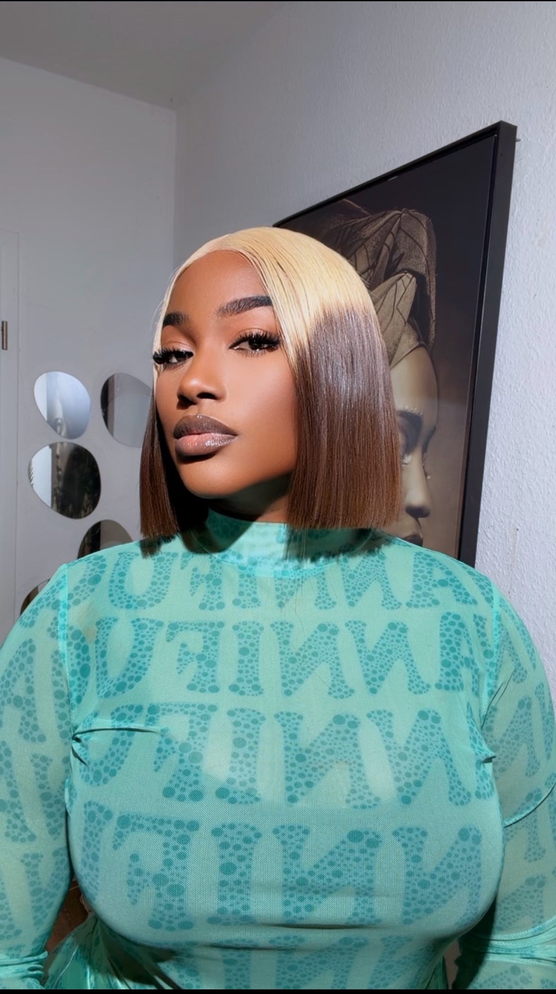 Blonde/Brown Blunt Cut Bob Bone Straight Wig