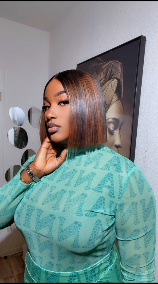 Capuccino Blunt Cut Bob Bone Straight Wig