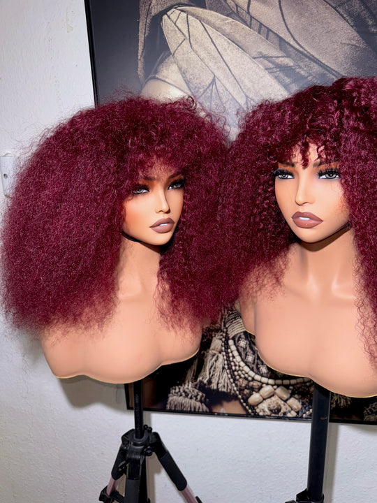 Burgundy fringe wig
