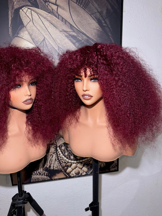 Burgundy fringe wig