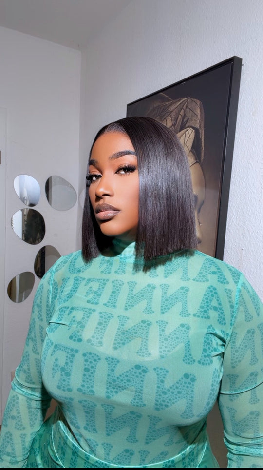 Blunt Cut Bob Bone Straight Wig