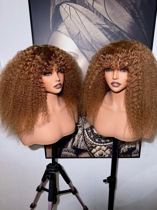 Gold fringe wig