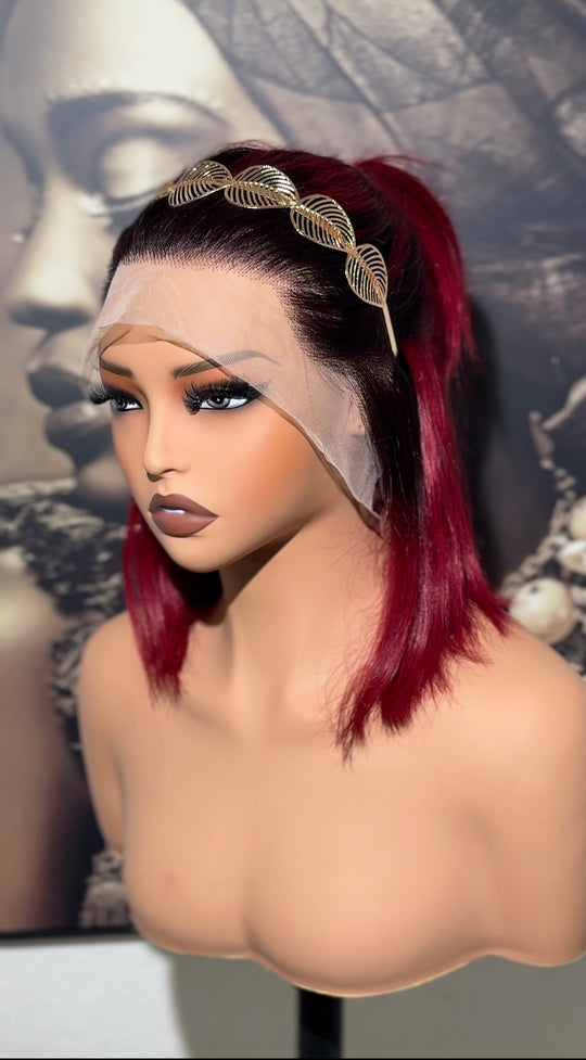 Frontal wine bob wig