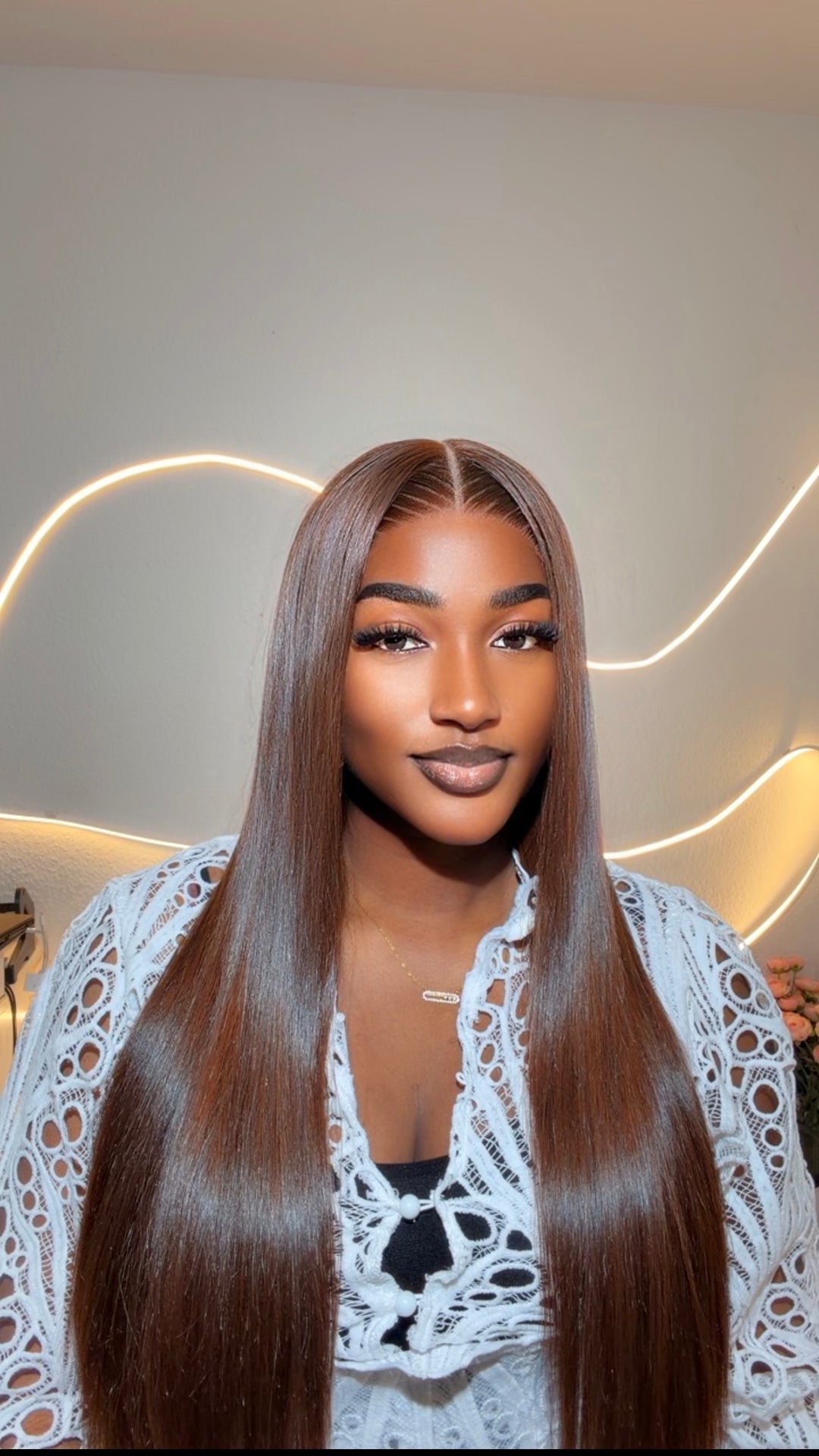 Brown Vietnamese Satin Straight Wig