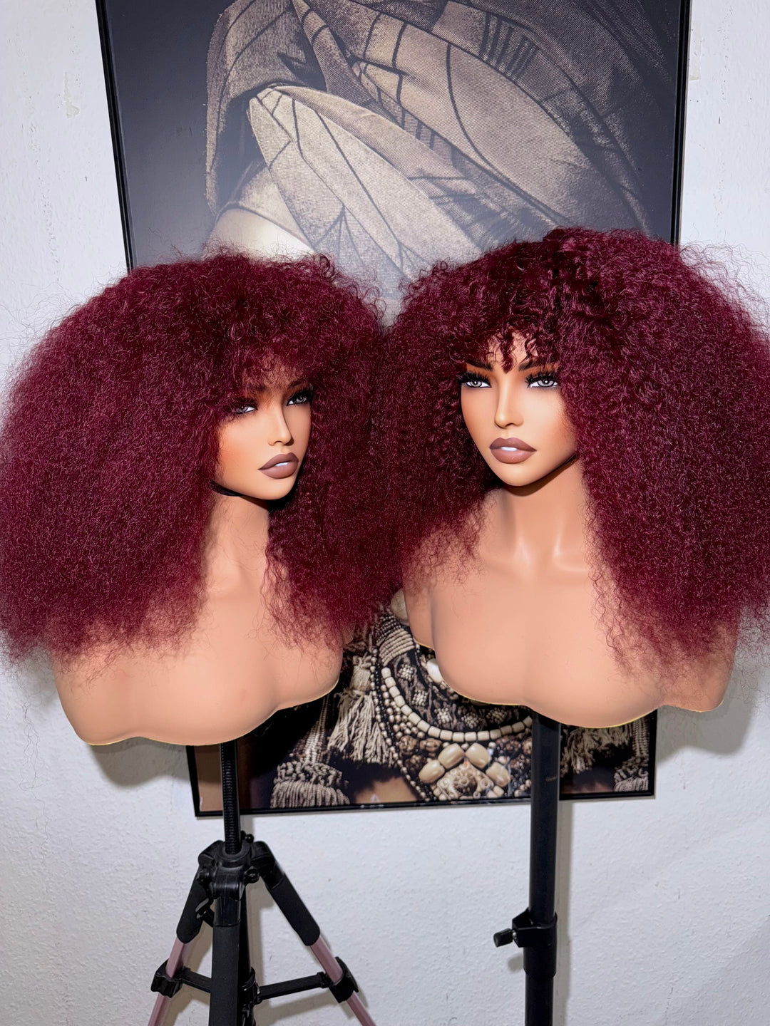 Burgundy fringe wig