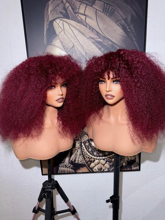 Burgundy fringe wig