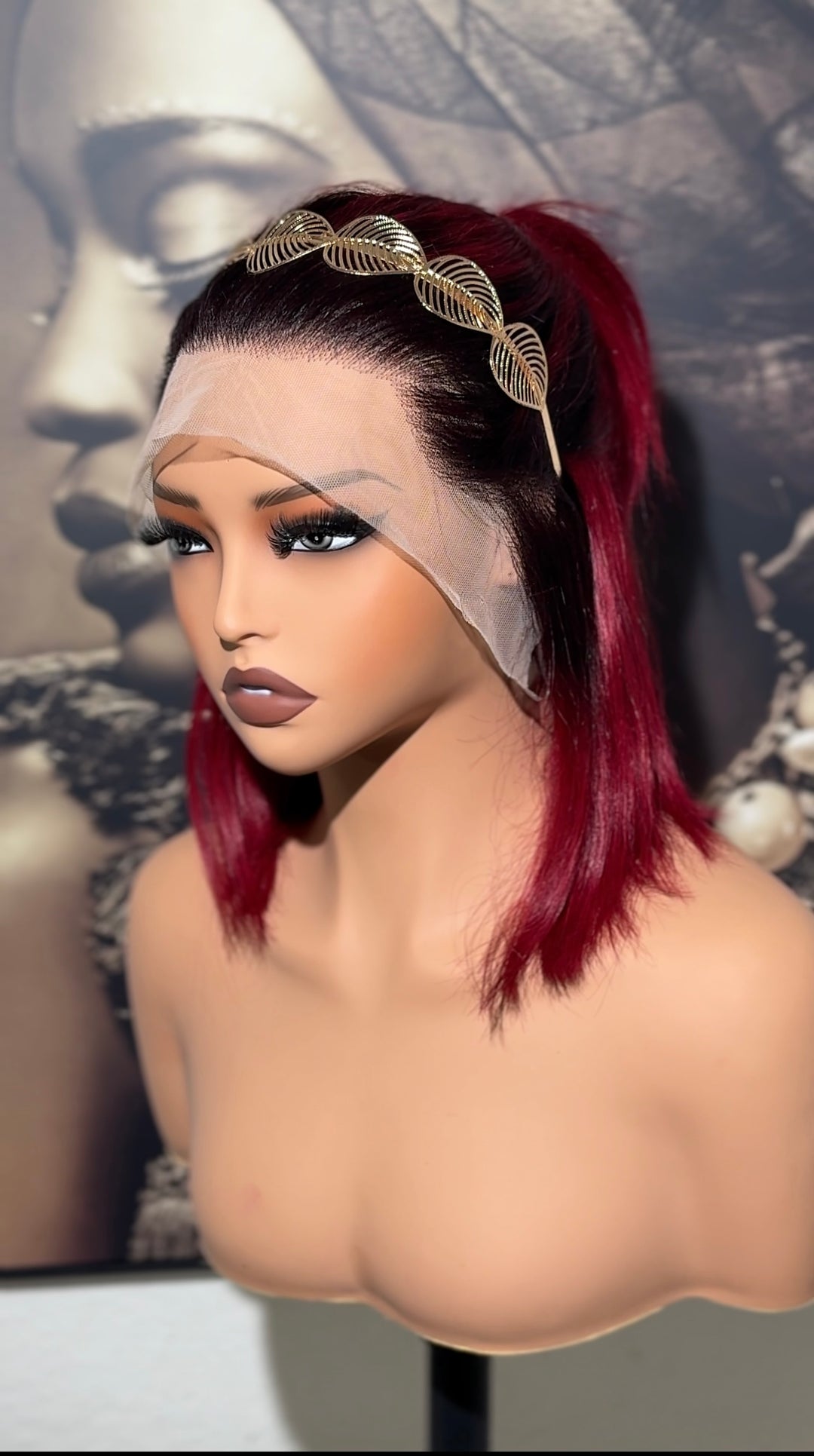 Frontal wine bob wig