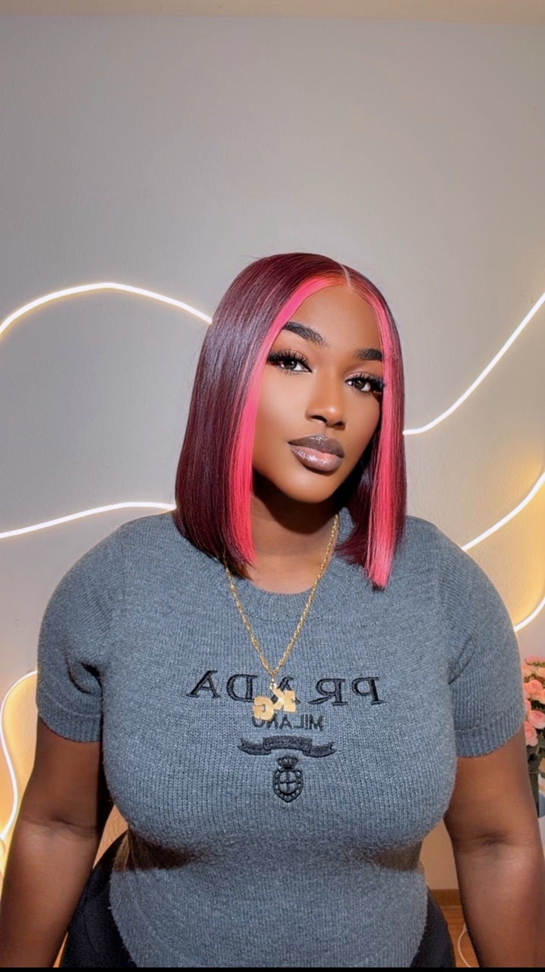 Burgundy Bob Bone Straight Wig