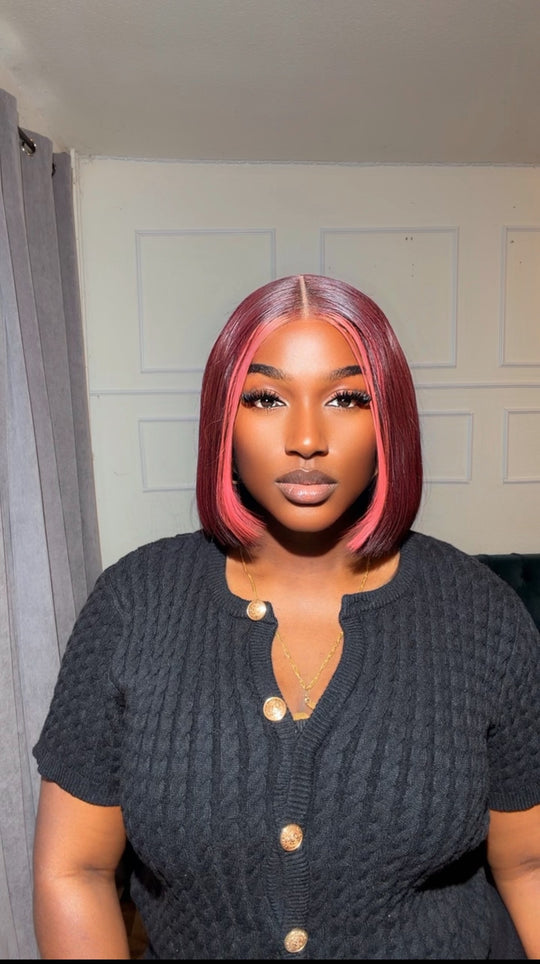 Burgundy Bob Bone Straight Wig