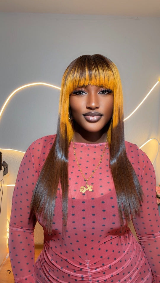 2tone Bone Straight Finge Wig