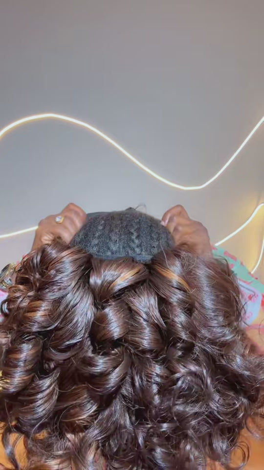 Brown highlight Hollywood fluffy bouncy wig