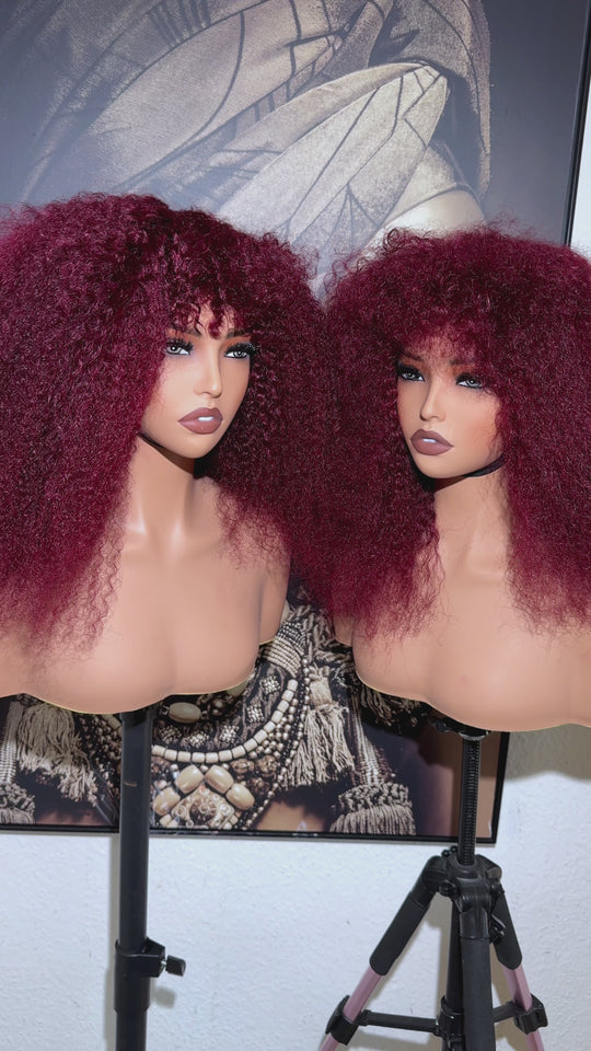 Burgundy fringe wig