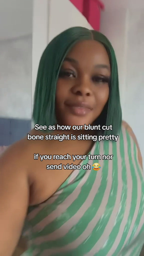 Green Blunt Cut Bone Straight Wig