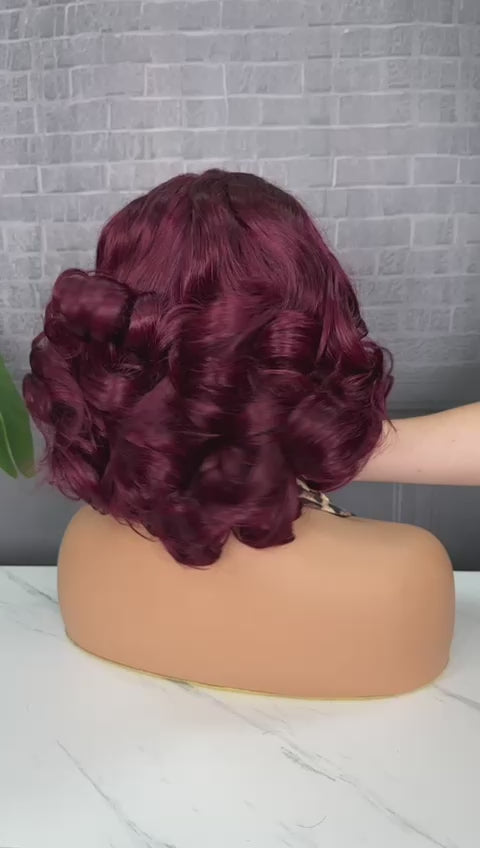 Burnt Orange and wine Wig